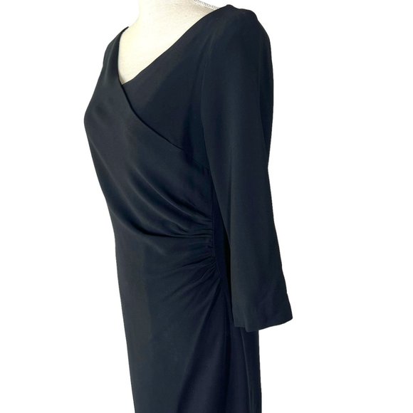 Ralph Lauren Black Label Black Long Sleeve Side Ruched Midi Dress 8 - Picture 3 of 12